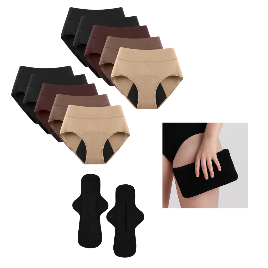 10-Pack + 2x Reusable Booster Pads + 1x Premium Wet Bag